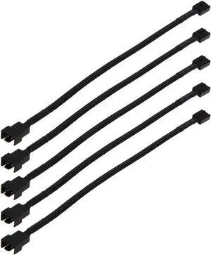 JAENFONG 5 Pack Braided Sleeving 25CM Molex TX4 4pin Connectors CPU PWM Fan Power Extension Cable,4 pin Molex Plug Backword 2 pin 3pin Case fan
