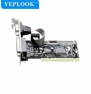 PCI to 1x Serial Port + 1x Parallel Port PCI Single Port DB9+DB25 RS232 COM Expansion Card Riser Card Adapter Chip ASIX/AX9865