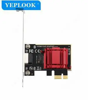 2.5Gbps Desktop Computer Game Wifi Card PCIe x1 to Single Port RJ45 2500Mbps Gigabit Network Adapter with Heat Sink Chip RTL8125