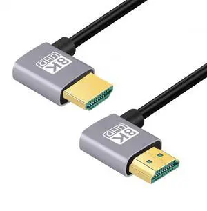 JAENFONG  Cable HDMI 2.1 Ultra Thin HDTV Cable 8K 4K Hyper Super Flexible Slim Cord Left Angled to Right Angled 90 Degree Type-A for Computer HDTV (50cm)