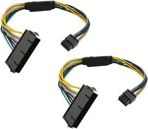 JAENFONG 11 Inch 24-Pin to 8-Pin 18AWG ATX PSU Power Supply Adapter Cable for Motherboards 2PCS