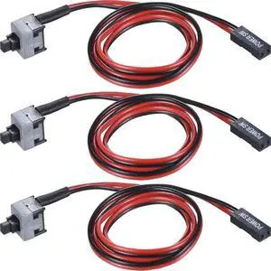 JAENFONG 3 Pack 2 Pin SW PC Desktop Power Cable On/Off Push Button ATX Computer Switch Cord 50CM