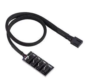 JAENFONG PWM Fan Hub, PC CPU Cooling 3Pin/4Pin Fan Power Cable Hub Adapter, Sleeved PWM Case Fan Power Supply Cable Splitter for Computer Cooler Case Fans 1 to 4 Way