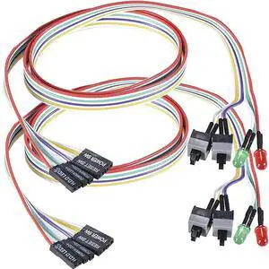 JAENFONG 2 Pack Desktop Computer Case Motherboard On/Off/Reset/HDD Switch Power Cord PC Power Button Switch Power SW Cable ATX Case Front Bezel Wire with Red Green LED Indicator Light 2-Pin 27-inch