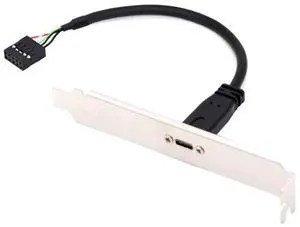 JAENFONG USB 2.0 Front Panel Header 9/10Pin Male to USB C Female Chassis Back Panel Port Extension Cable 17cm with 12cm PCI-E Slot Bracket