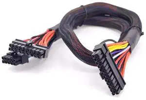 JAENFONG 24 Pin ATX Cable for C.orsair SFX RMX RMi SF HX Series PSUs, 18 Pin + 10 Pin to 24 Pin ATX PSU Power Adapter Sleeved 24.8-inch(63cm), Black