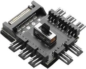 JAENFONG 3 Pin Chassis Fan Hub, 12V 1 to 8 Multi Way Computer Cooling Fan Splitter Controller Hub for PC Desktop Computer Motherboard(SATA)