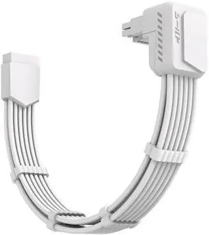 JAENFONG Shield PCIE 5.1 GPU Extension Cable with 90 Degree 12V-2x6 Angle Adapter,16pin (12+4) 12VHPWR PCIe 5.1 PSU Cable Extension for RTX 40/50 Series with Combs-Standard Type-White