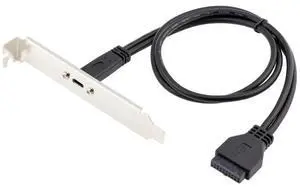 JAENFONG USB 3.0 Front Panel Header 19/20Pin Male to USB C Female Chassis Back Panel Port Extension Cable 0.4M with 12cm PCI-E Slot Bracket