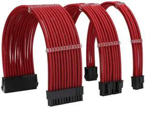 JAENFONG Sleeve Extension Power Supply Cable Kit 18AWG ATX 24P+ EPS 8-P+PCI-E8-P with Combs for PSU to Motherboard/GPU (red)