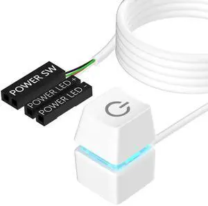 JAENFONG PC Switch Button, External Power Button with 65 inch Cable, LED Light, Compatible with PC Case and Motherboard