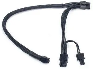 JAENFONG Mini 6Pin to PCI-E 6Pin & 8Pin (6+2) Dual PCI-E Ports Video Graphic Card Power Cable for G5 / Mac Pro 30CM+15CM (with Wire Cover)