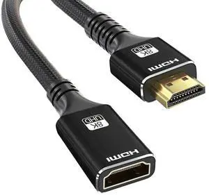 JAENFONG HDMI Extension Cable 6.6FT, HDMI 2.1 Male to Female HDMI Cord Adapter Support 4K@120Hz, 3D, HDR 10, eARC, Compatible with TV Stick, HDTV, Bluray Player, Laptop, PC, 1-Pack JAENFONG HDMI Extension Cable 6.6FT, HDMI 2.1 Male to Female HDMI Cord Adapter Support 4K@120Hz, 3D, HDR 10, eARC, Compatible with TV Stick, HDTV, Bluray Player, Laptop, PC, 1-Pack