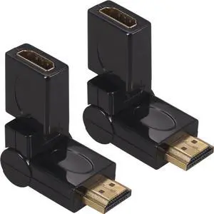 JAENFONG  2-Pack Right Angle HDMI 2.0 Male to Female Connector HDMI Swivel Adapter 90 180 270 360 Degree Angle Adjustable Rotatable Gold-Plated Support 3D & 4K