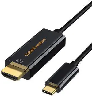 JAENFONG  USB C to HDMI Cable 6FT Male to Male, Thunderbolt 3/4 Compatible for Home Office, 4K High Speed for Galaxy S24/S24 Ultra/S24+/MacBook Pro/Air/M1,iPad Pro and More - Black