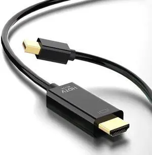 JAENFONG  Mini DisplayPort to HDMI 6 Feet Cable 4K@60Hz, Compatible with MacBook Air/Pro, Microsoft Surface Pro/Dock, Monitor, Projector and More The Noodles are 1.8 Meters Long