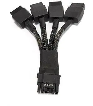 JAENFONG PCI-e 5.0 Extension Cable, RTX 4090 4080 16Pin(12+4) Male to 4x8Pin Female 12VHPWR Cable PCIE GPU Power Sleeved Extender Cord Compatible with GeForce RTX 4090/4080/3090Ti (3.94inch)