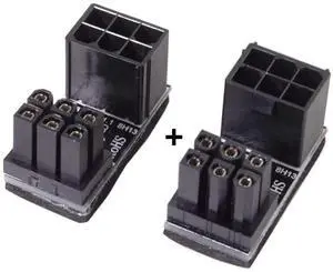 JAENFONG 2 Pack ATX 6Pin Male to Female 180 Degree Angled Power Connector Adapter for GPU Graphics Card