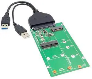 JAENFONG  2 in 1 Mini SATA mSATA SSD NGFF SATA SSD to 2.5" SATA 3.0 III Hard Disk PCB Converter Adapter with SATA to USB 3.0 Data Cable