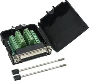 JAENFONG  DB25 Breakout Board Solder-Free Female Adapter 25-pin Port Adapter to Terminal Connector Signal Module Long Bolts and Nuts with case