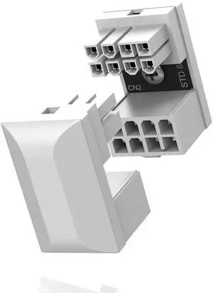 JAENFONG GPU VGA PCIe 8 Pin U Turn 180 Degree Angle Connector Power Adapter Board for Desktop Graphics Card-Standard Type 2-Pack White