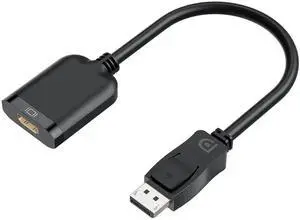 JAENFONG Displayport to HDMI Active Adapter Cable, 4K DP 1.4 to HDMI 2.0 Monitor Uni-Directional Converter, Male to Female Black, Compatible for HP AMD NVIDIA Lenovo Dell Desktop TV and More