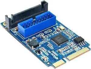 JAENFONG  Motherboard Mini PCI Express to Dual USB 3.0 20-pin Expansion Card Adapter,Mini PCIe PCI-e to 2 ports USB 3.0 w/ SATA power