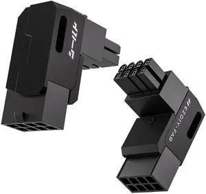 JAENFONG Shield Series 8-Pin PCIe GPU Power Adapter,90-Degree Angled Connector, Aluminum Design for Graphics Cards Standard Type,Black-2 Pack JAENFONG Shield Series 8-Pin PCIe GPU Power Adapter,90-Degree Angled Connector, Aluminum Design for Graphics Cards Standard Type,Black-2 Pack