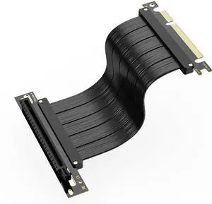 JAENFONG PCI-E 4.0 Riser Cable, PCIe 4.0 x16 200mm High Speed Flexible Extender Card Extension Port 90 Degree Adapter, PCIe 4.0 | Older Compatible, EMI Shielded 30 AWG, TPE Cable Sleeves