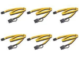 JAENFONG 6PCS PCIe 6Pin to 6+2 Pin Power Supply Cable 8 Pin to 6 Pin PCI Express Graphics Card Power Cable GPU to GPU Male Port for Server 6Pin Converter Board BTC Miner (50cm,6PCS a Lot)