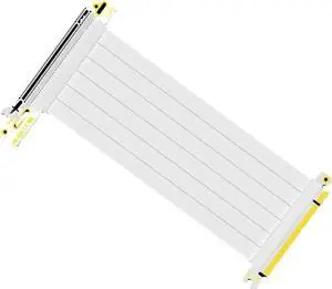 JAENFONG 90 Degree Right Angle PCI-E 3.0 16x to 16x Extension Cable White HBZ-X16-1890B Full Speed Flexible Extender Card Universal PCI-E 16x Riser pcie Extender for BTC Bitcoin Mining (30cm)