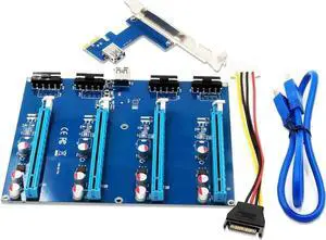 JAENFONG  PCIe 1 to 4 PCI express 16X slots Riser Card USB3.0 PCI-E 1X to External 4 PCI-e slot Adapter Port Multiplier Card for BTC Miner