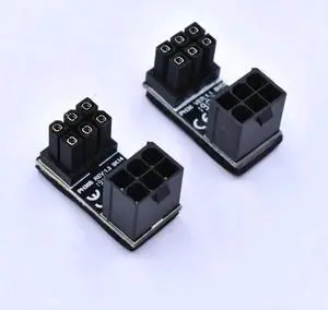 JAENFONG  2pcs/lot 90 Degree Right Angle PCI-E 6Pin/8pin GPU Power Female to Male Adapter for Desktop PC Graphics card