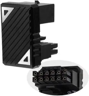 JAENFONG  16 Pin GPU PCI-e 5.0 180 Degree Angled Connector, 12VHPWR Male to Female u Turn Adapter for Desktop Graphics Card (Connector F Black)