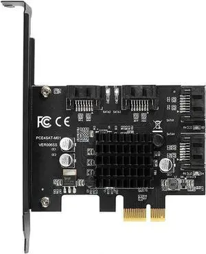 JAENFONG 4 Port SATA 3.0 PCIe 3.0 X1 Controller Card,SATAIII 6GbpsPCI Express Expansion Card, Support SSD/HDD as System Boot Disk,Marvell 88SE9215,Non-Raid,Black