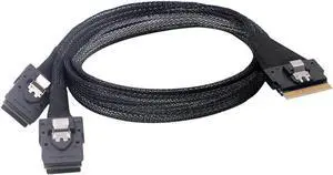 JAENFONG  PCI-E Ultraport Slimline SAS Slim 4.0 SFF-8654 8i 74pin to Dual SFF-8087 Mini SAS Cable PCI-Express 50cm