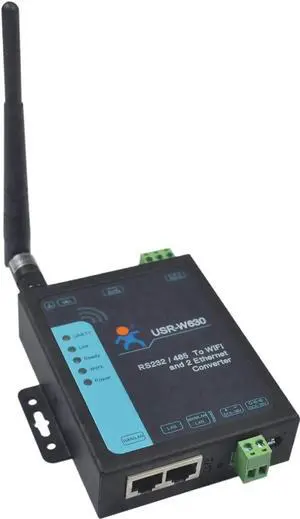 JAENFONG  W630 Industrial RS232 / RS485 Serial to Ethernet,Serial to WiFi or WiFi to Ethernet Converter Support Dual Ethernet Ports, Modbus RTU