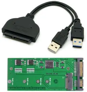 JAENFONG M.2 NGFF B/M-Key SATA SSD to 2.5" SATA Hard Disk PCB Converter Adapter (Not Work NVEM SSD to SATA) with SATA to USB 3.0 Data Cable