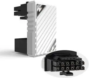 JAENFONG  16 Pin GPU PCI-e 5.0 180 Degree Angled Connector, 12VHPWR Male to Female u Turn Adapter for Desktop Graphics Card (Connector Z, White)