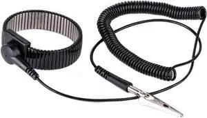 JAENFONG  Flexible PU Cable Metal Anti-static Anti-friction Adjustable Strap Grounding Bracelet Metal Wire Wrist Band