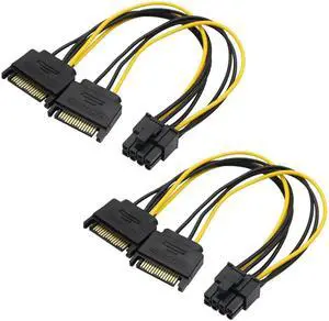 JAENFONG SATA Power Cable 2Pack 8 Pin to 15 pin SATA Power Connector Supply Adapter Cable for Computer Video Card Power
