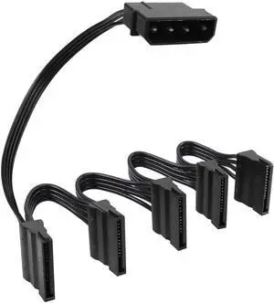 JAENFONG IDE to SATA Power Cable LP4 4 Pin 1 to 5×15 Pin SATA Splitter Supply Adapter Converter Cable for PC Server Hard Drive (1 to 5)