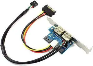 JAENFONG Desktop 2 Ports SATA to Power eSATA eSATAp 9Pin to USB 2.0 Converter Power by SATA 15pin w/full Profile Bracket Expansion Card
