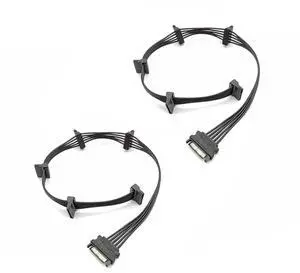 JAENFONG 2 Pack 15 Pin SATA to 5 SATA Power Splitter Extension Cable for HDDSSD - 21 Inches