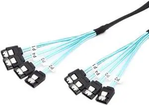 JAENFONG  4 SATA 7pin Target Hard Disk 6Gbps Data Server Raid Internal SAS 4 SATA Host to Cable 100 cm