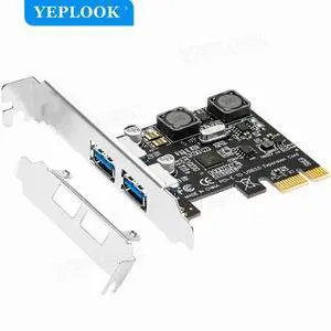 PCI-E 2 Port USB3.0 Expansion Card High Speed 5Gbps Adapter Card PCIe USB3.0 Converter 4A Self-powered VIA Chipset with Bracket