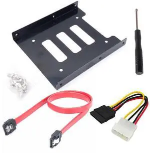 JAENFONG 2.5 to 3.5 Inch Hard Disk Metal Bracket Adapter HDD Holder with IDE 4P Male to SATA 15 Pin Cable SATA 3.0 Cable for Desktop PCSSD Server (Red)
