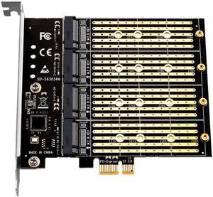 JAENFONG  Chi a Mining PCIE to M2 Adapter PCI Express X1 3.0 4 Port B Key M.2 NGFF SATA SSD Adapter PCI-E M.2 Adapter Expansion Card Riser