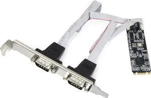 JAENFONG  2 Port RS-232 DB9 Serial M.2 B+M Key Controller Card SI-ADA15069