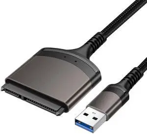JAENFONG SATA to USB Adapter Cable, USB 3.0 to SATA III Hard Drive Adapter for 2.5'' SSD/HDD Data Transfer, Support UASP - 9 Inchs, Aluminum Shell & Nylon Cord